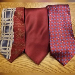 Classy burgundy red tie bundle  3 pieces